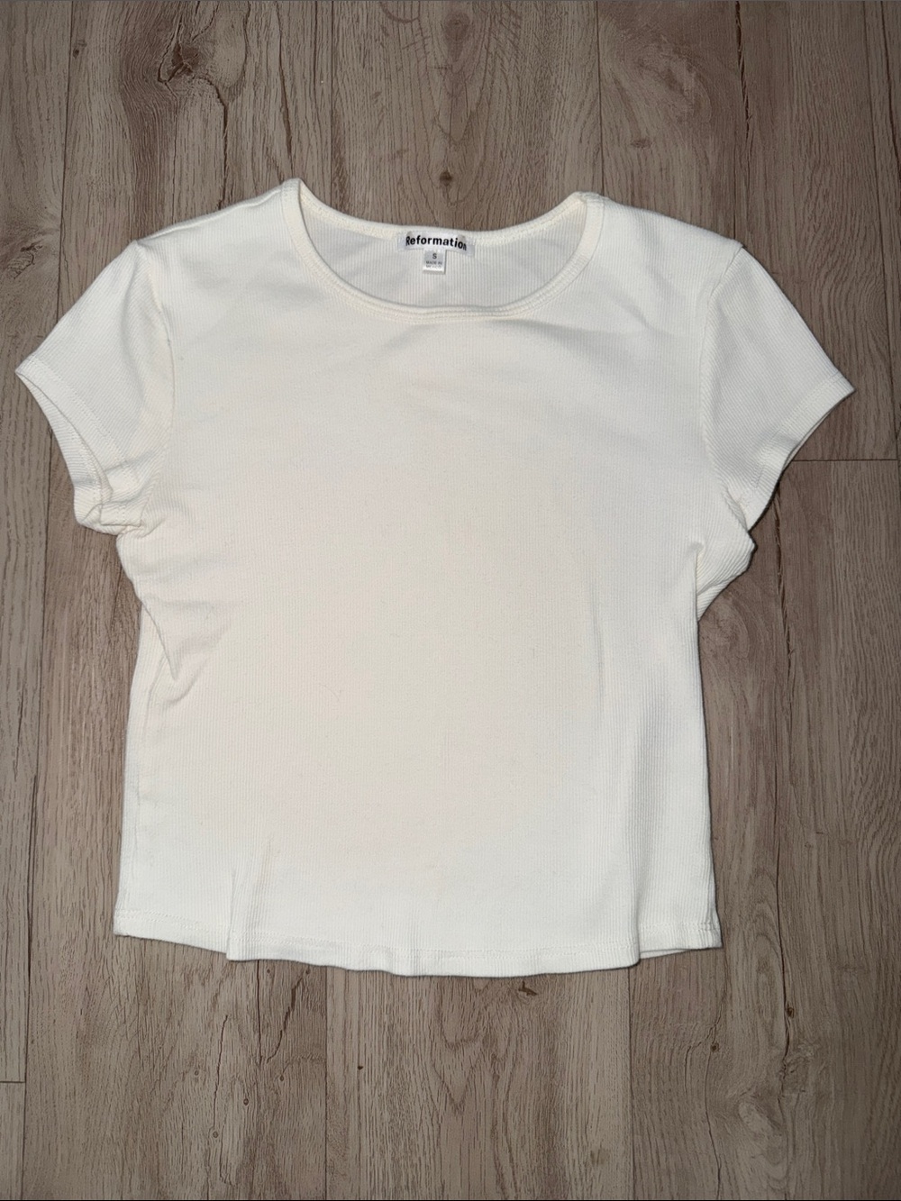 Reformation Cropped Ribbed Short Sleeve Tee